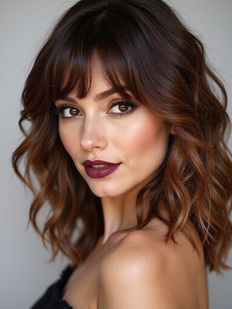 textured bangs with layers