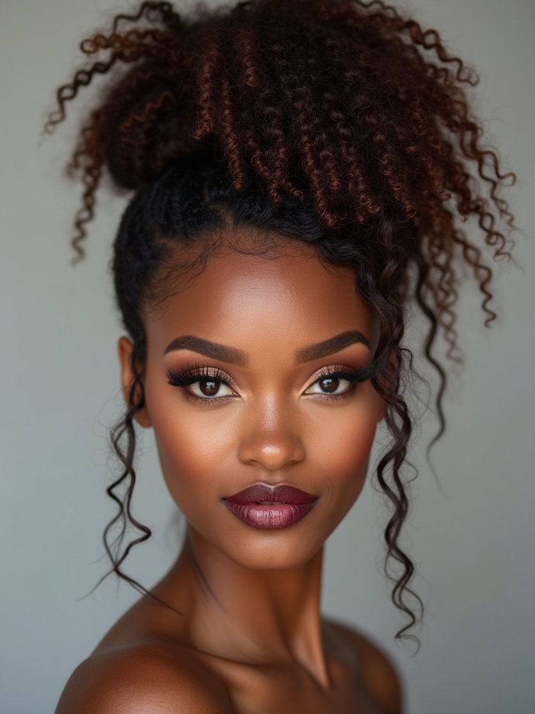 textured curly sock bun technique