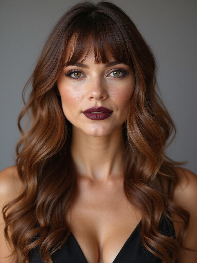 textured curtain bangs for waves