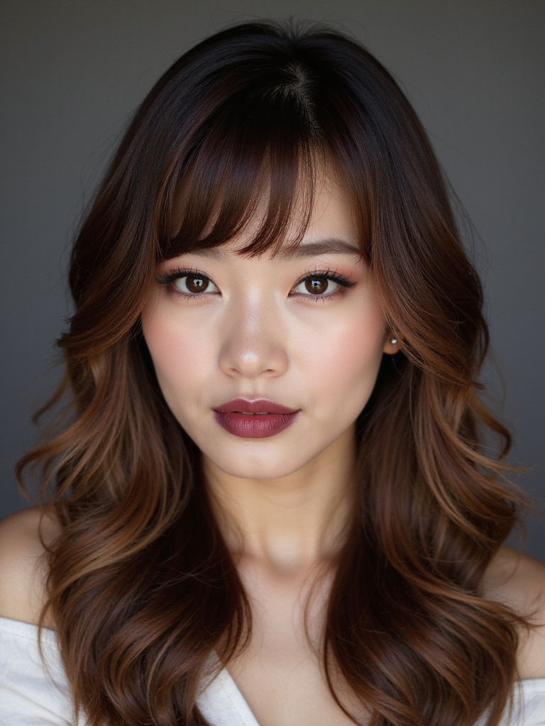 textured feathered side swept bangs