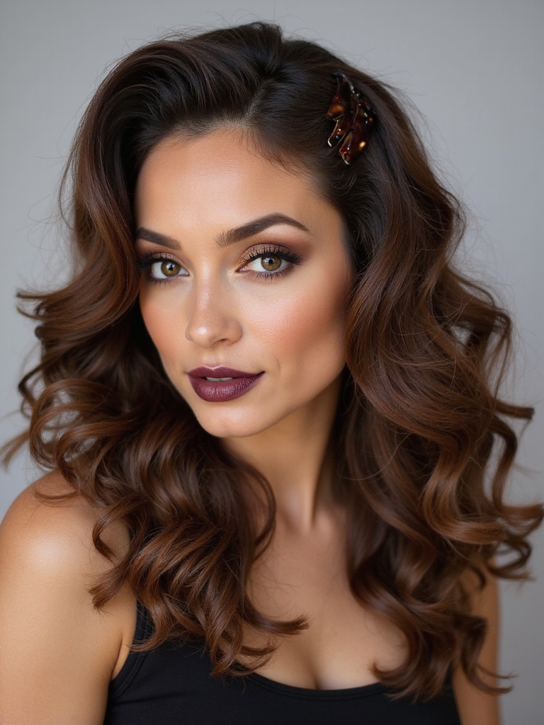 textured half up with clips