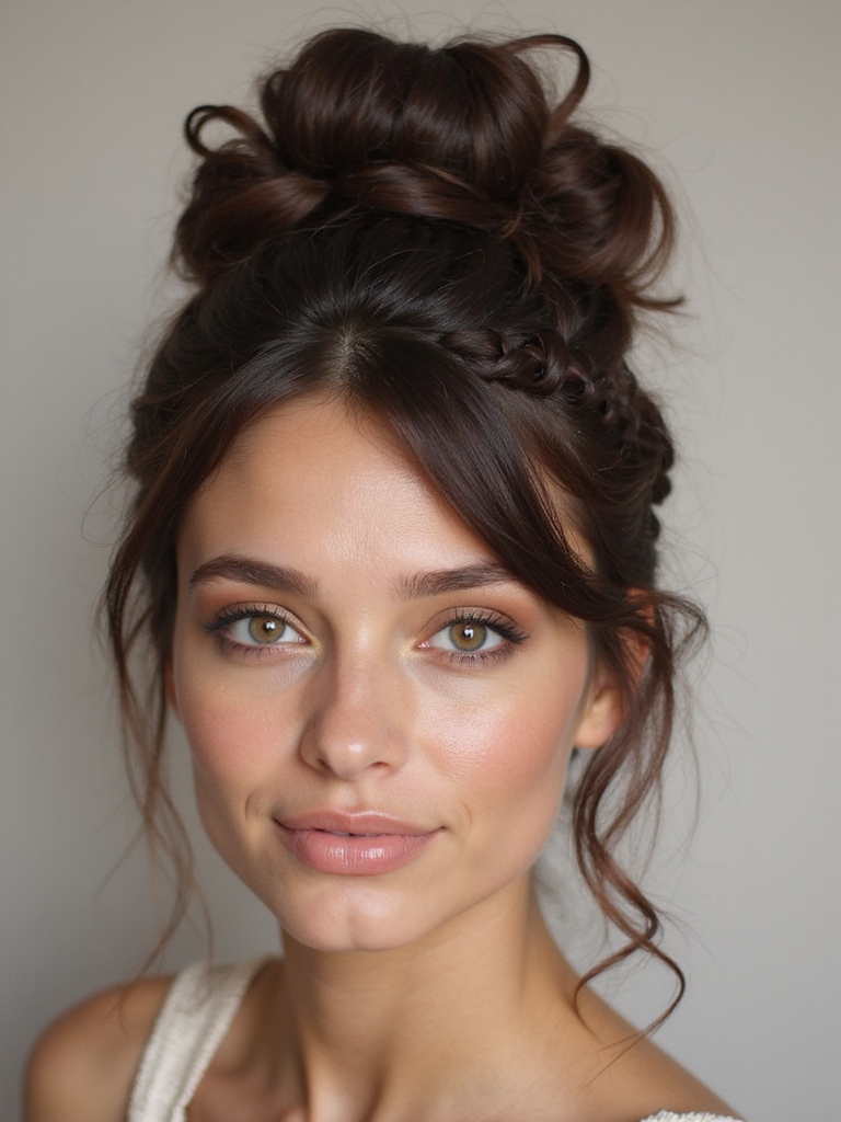 textured high braided bun