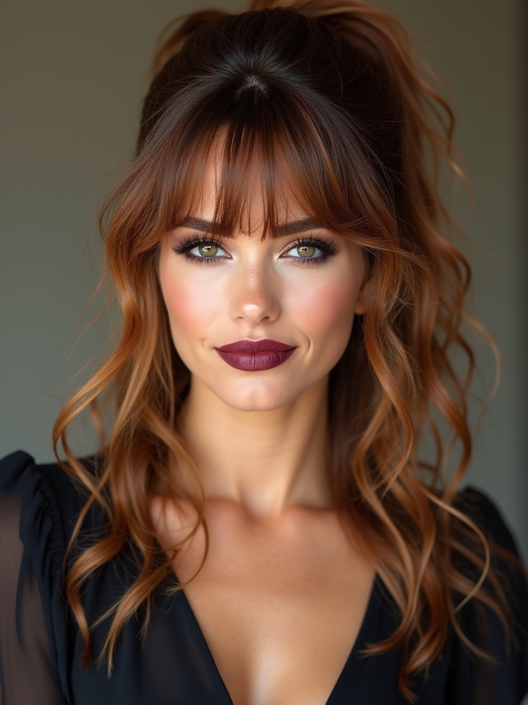 textured mid ponytail with wisps