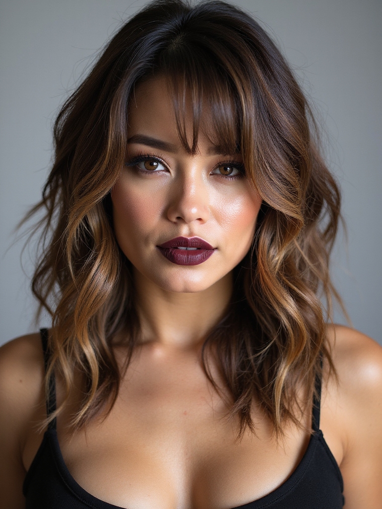 textured piecey side bangs