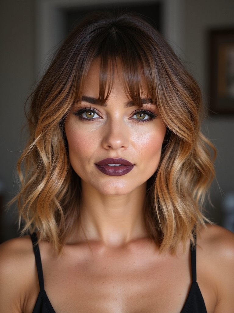 textured piecey tousled bangs