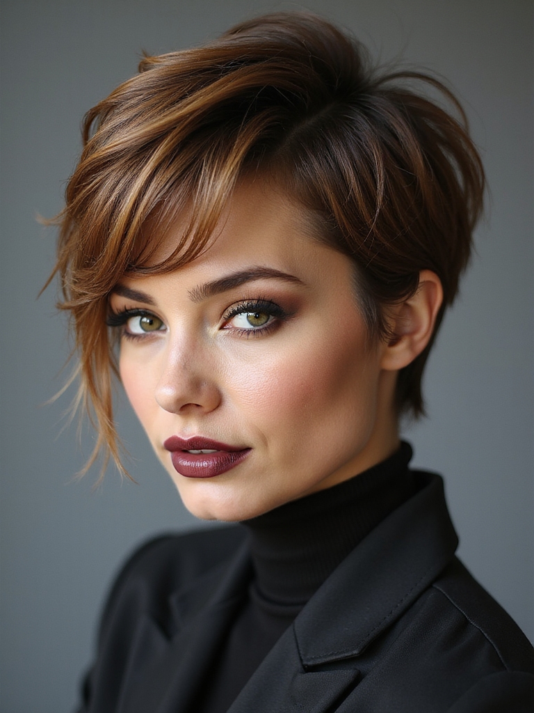 textured pixie with fringe