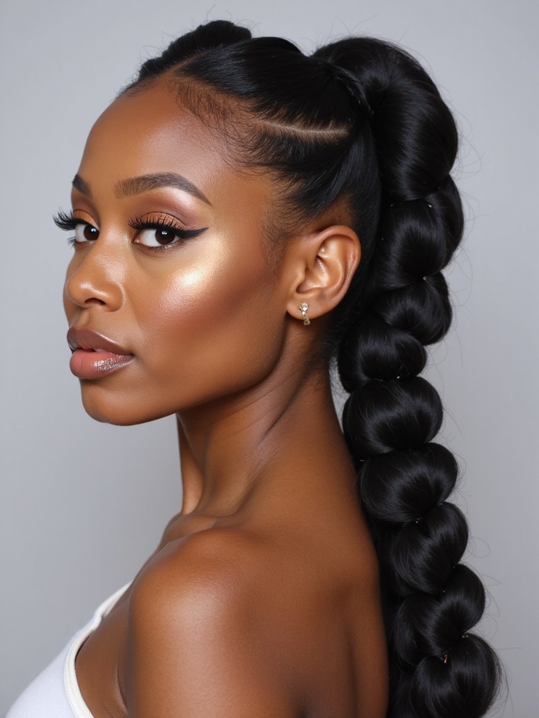 textured playful bubble ponytail
