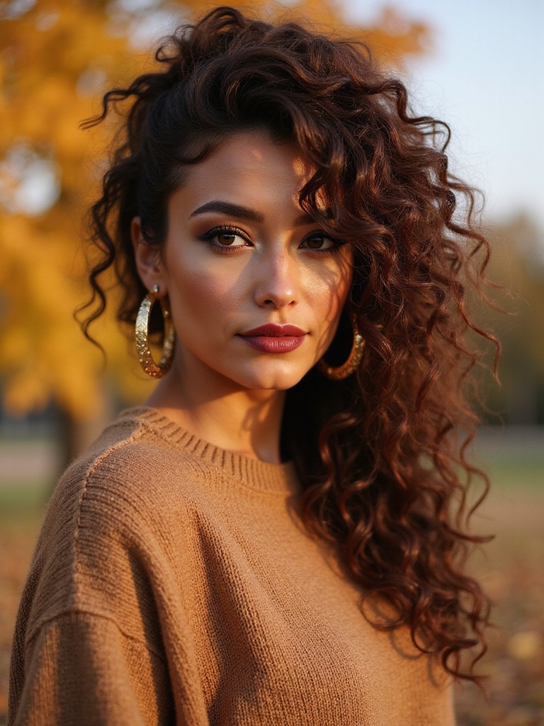 textured ponytail with earrings