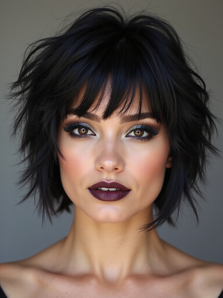 textured rocker inspired wispy bangs