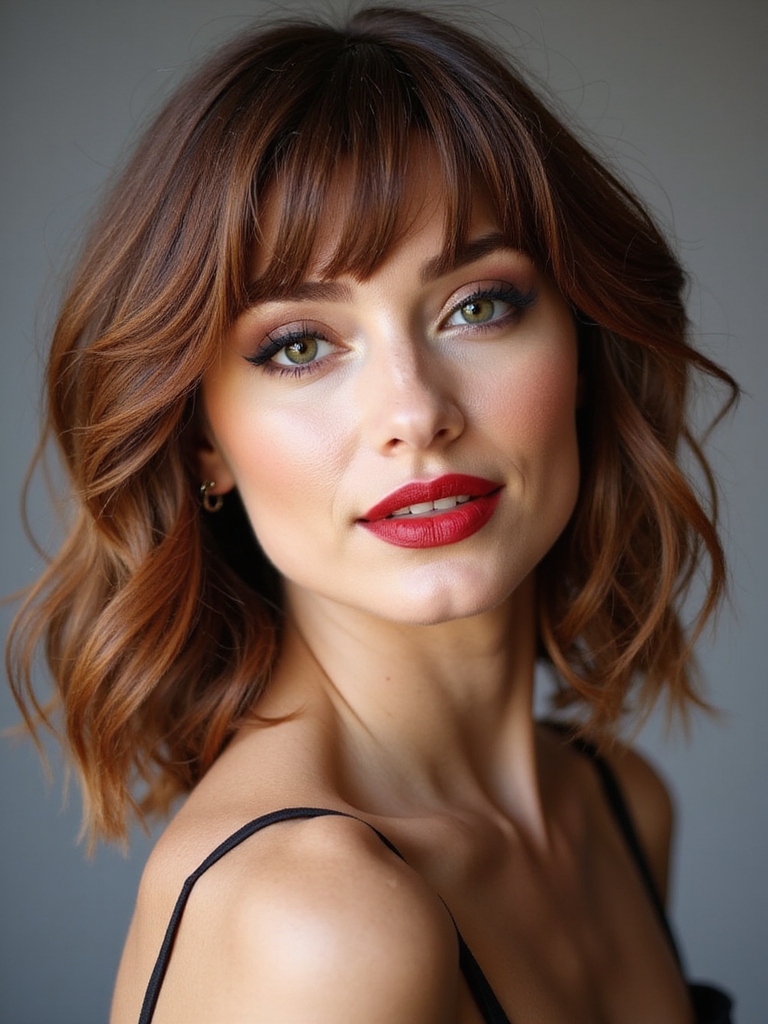 textured shag with bangs