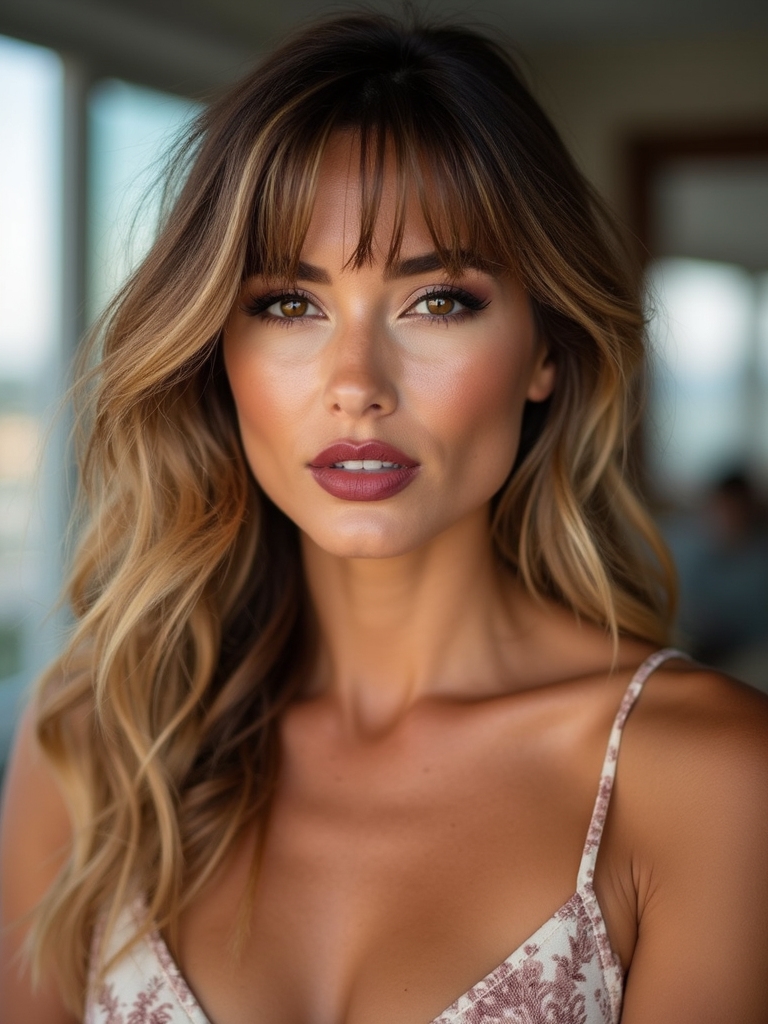 textured side bangs beachy waves