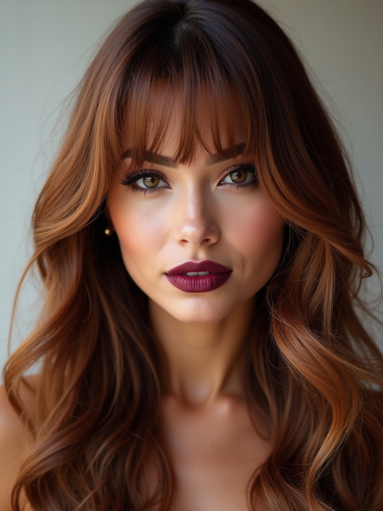 textured side swept wavy bangs