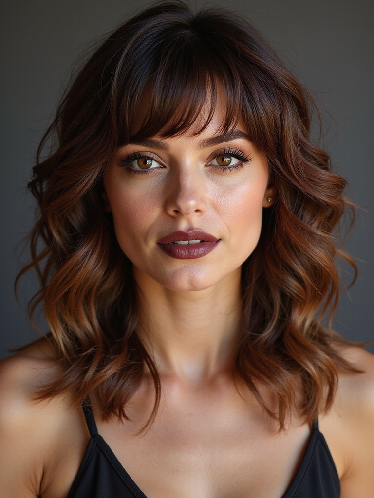 textured wolfcut with bangs