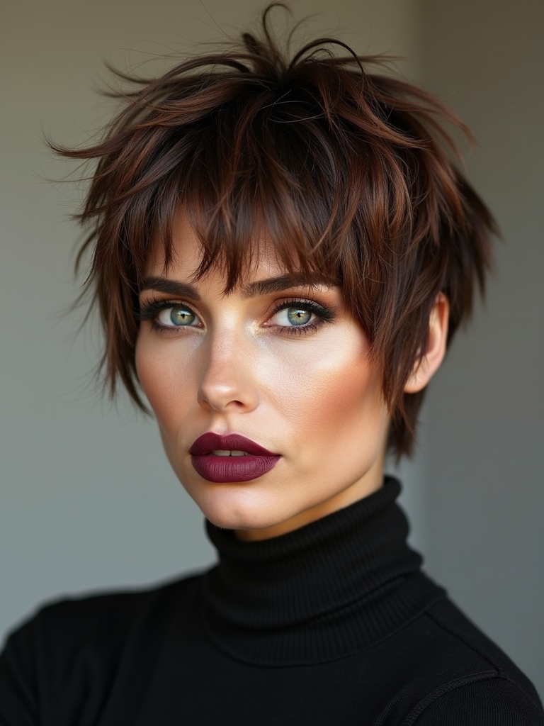 textured wolfcut with micro bangs