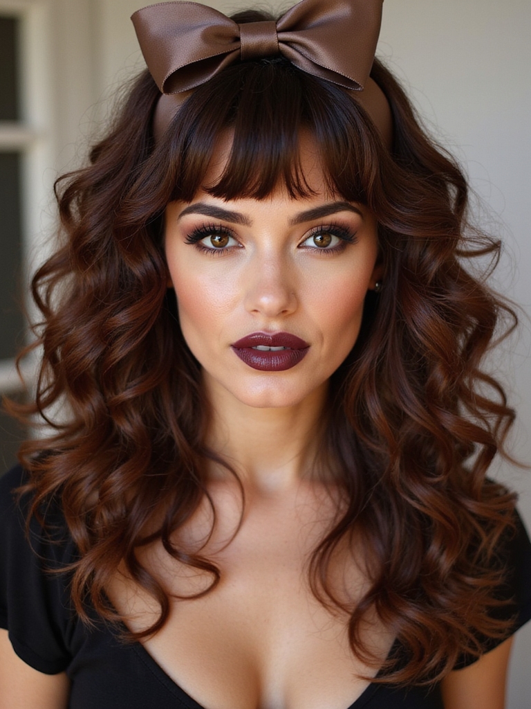 thin headband tames curly bangs