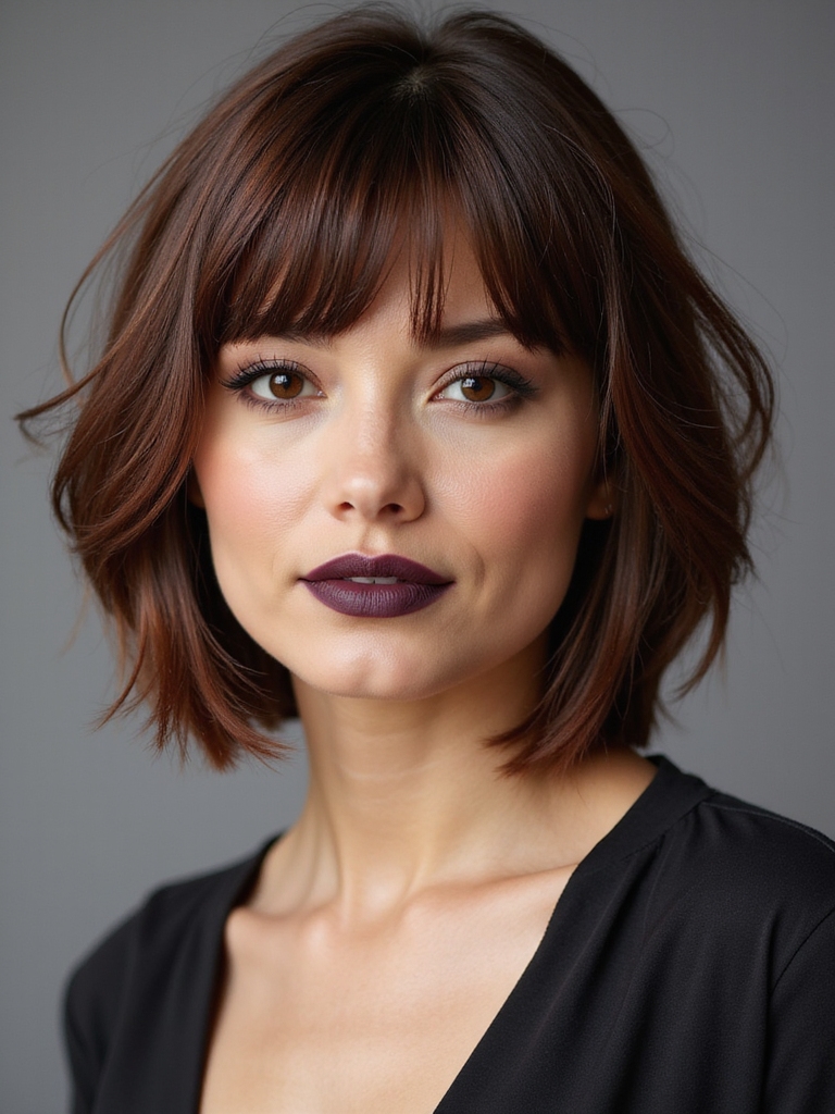 thin wispy bangs soften bob