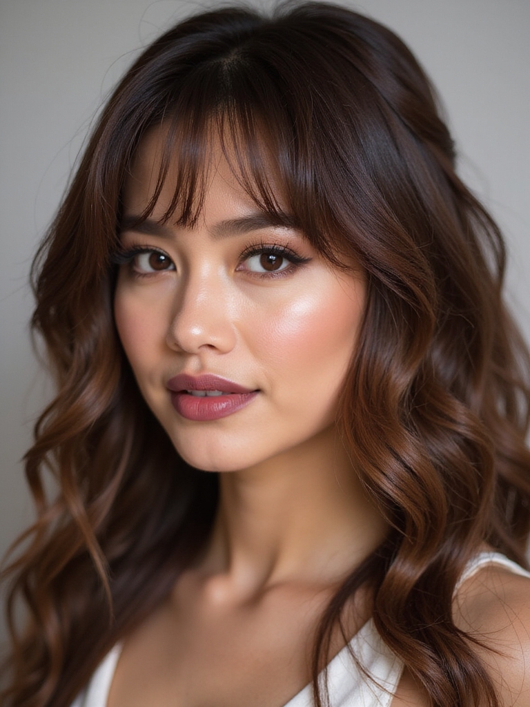 thinned layered face framing bangs