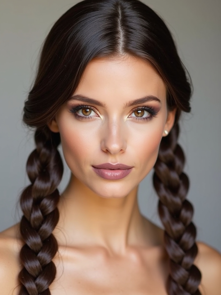 tight double braided pigtails
