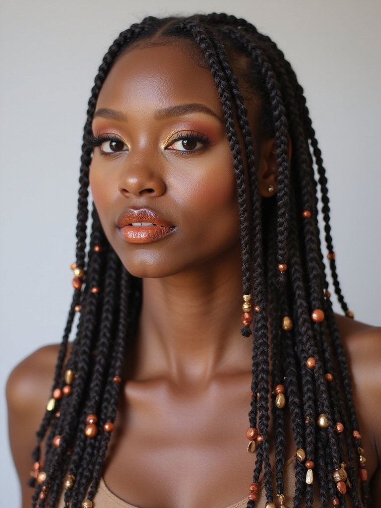 tiny beaded box braids