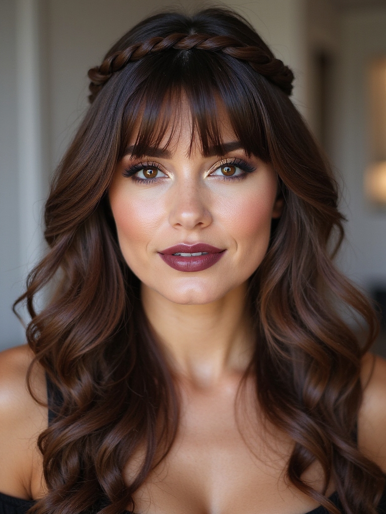 tiny braided side swept bangs