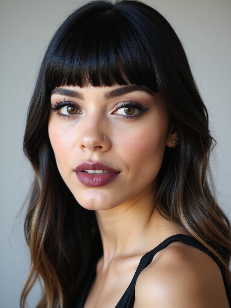 tiny eyebrow skimming edgy fringe