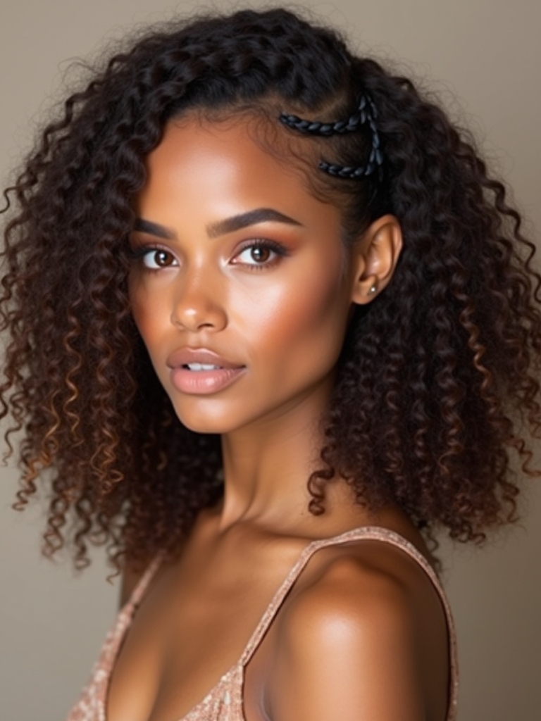tiny face framing braids fluffed