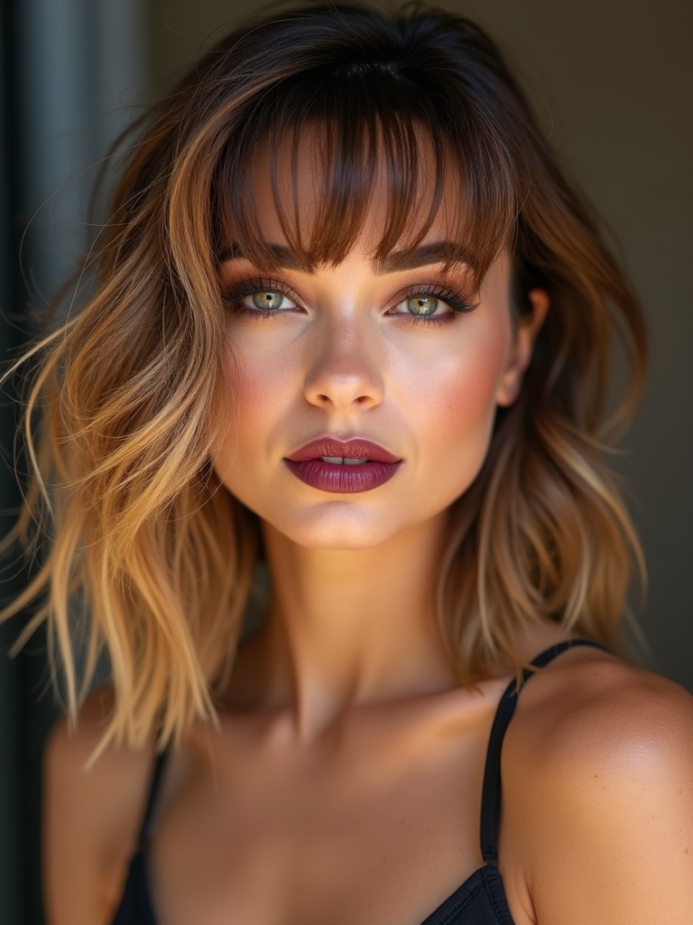 tousled choppy side bangs