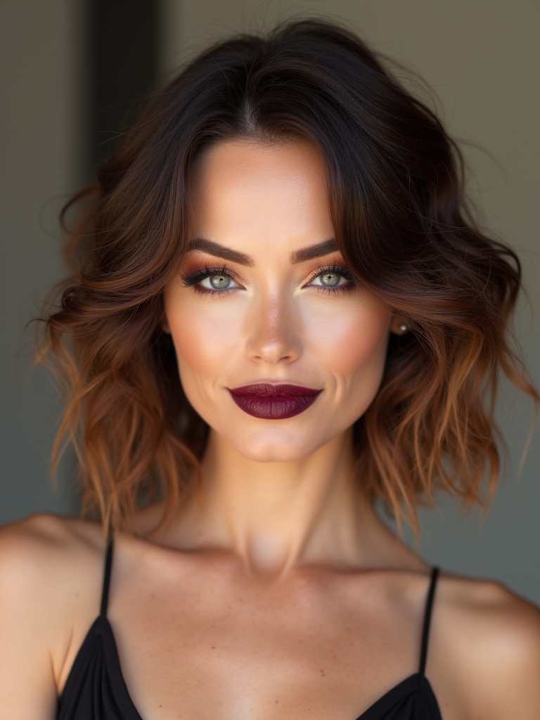 tousled lob with defined curls
