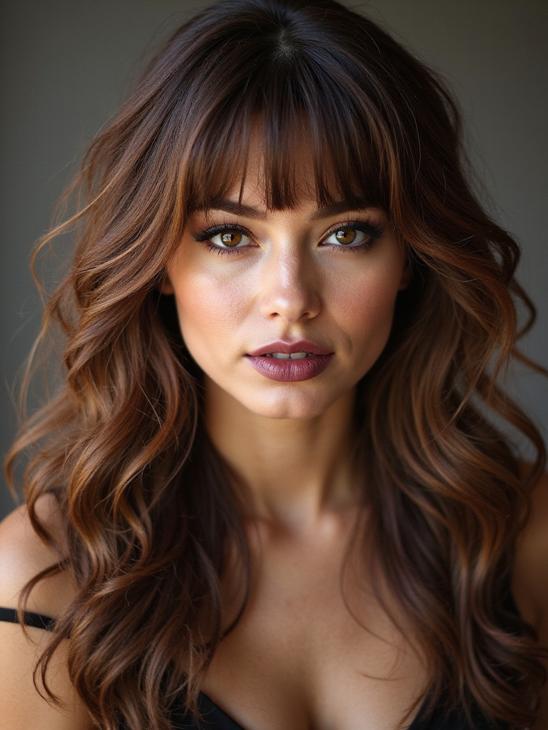 tousled long hair choppy bangs