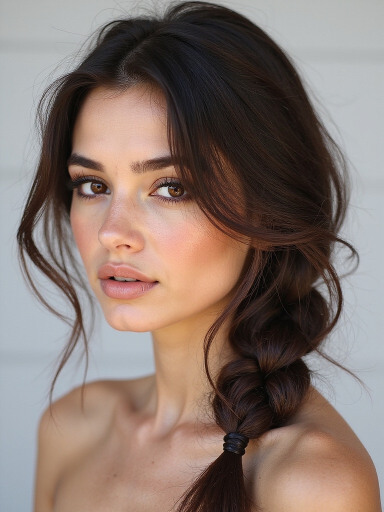 tousled messy side braid