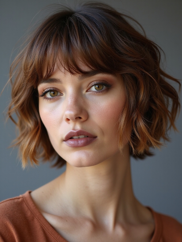 tousled piecey textured bangs