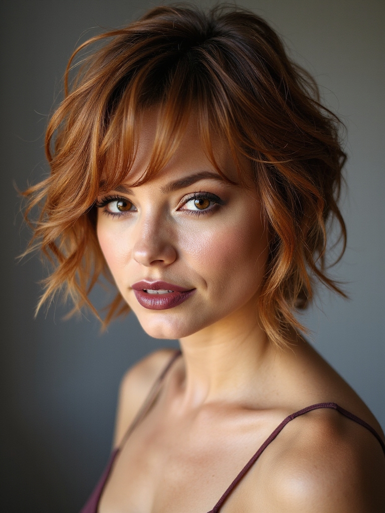 tousled pixie bob with bangs