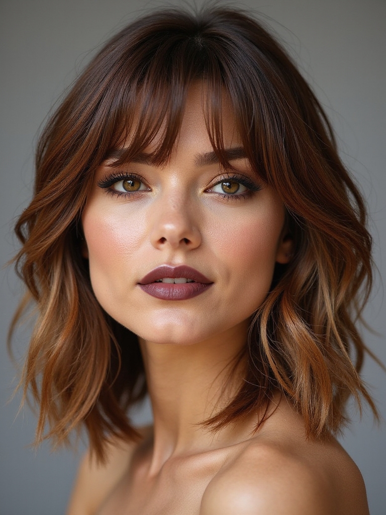 tousled textured bob with fringe