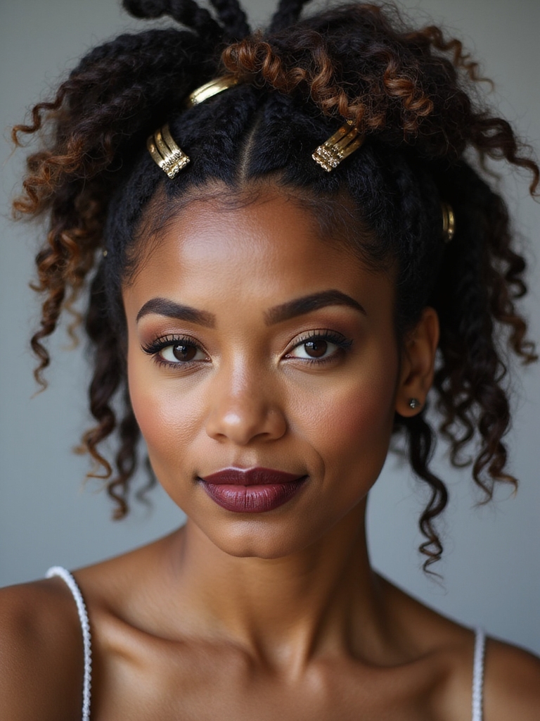 twisted curly loc updo