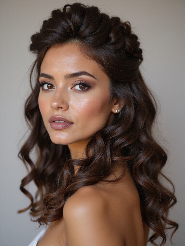 twisted half up curly crown