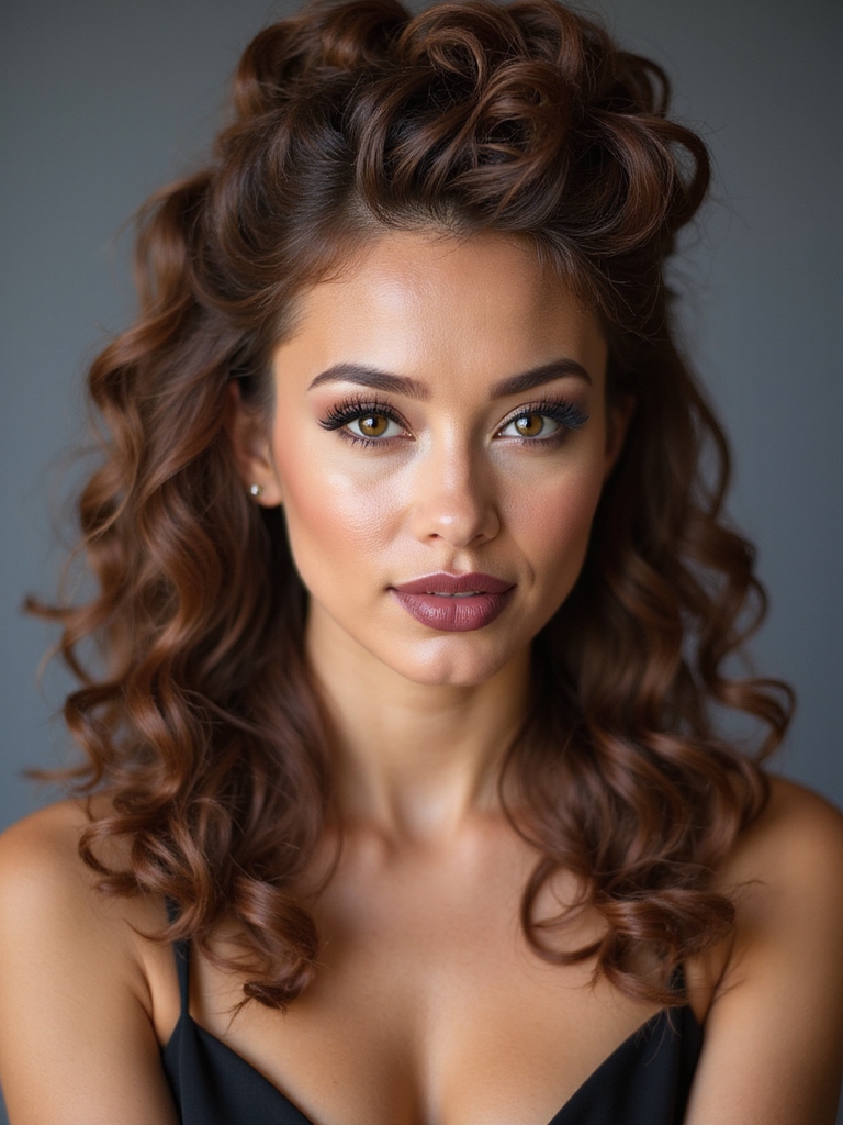 twisted half up glossy ringlets