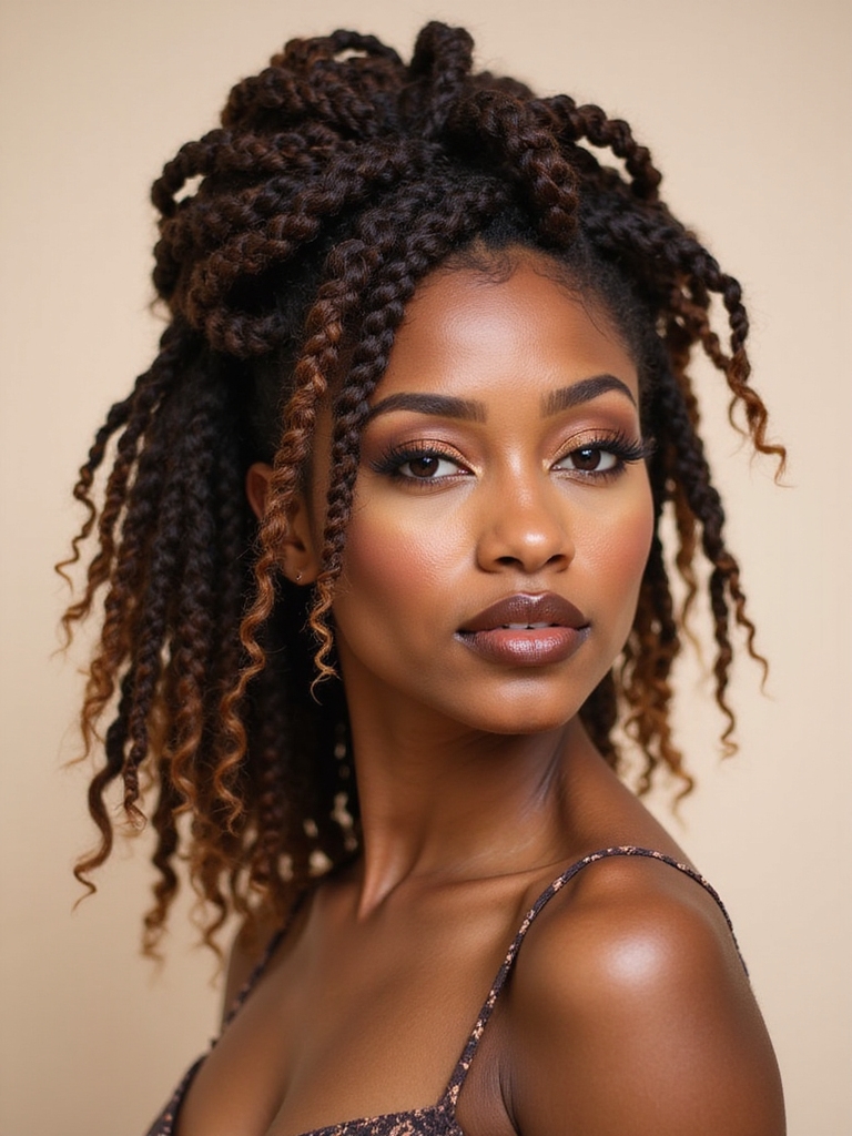 twisted mini braids for curls