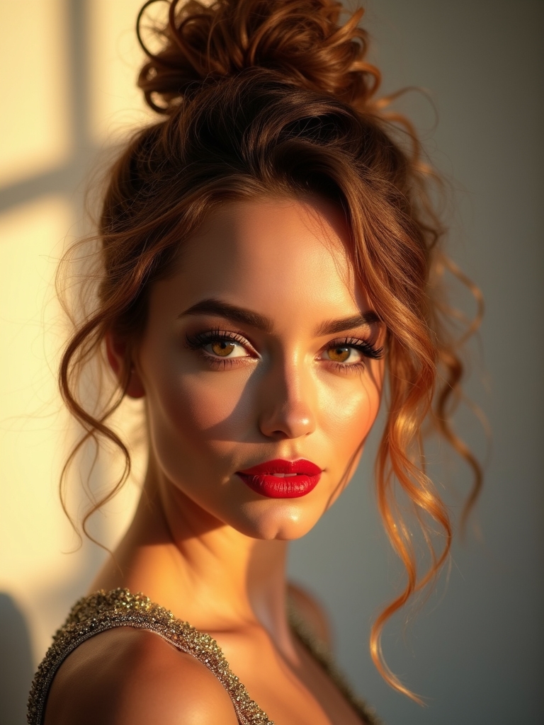 undone top knot with tendrils