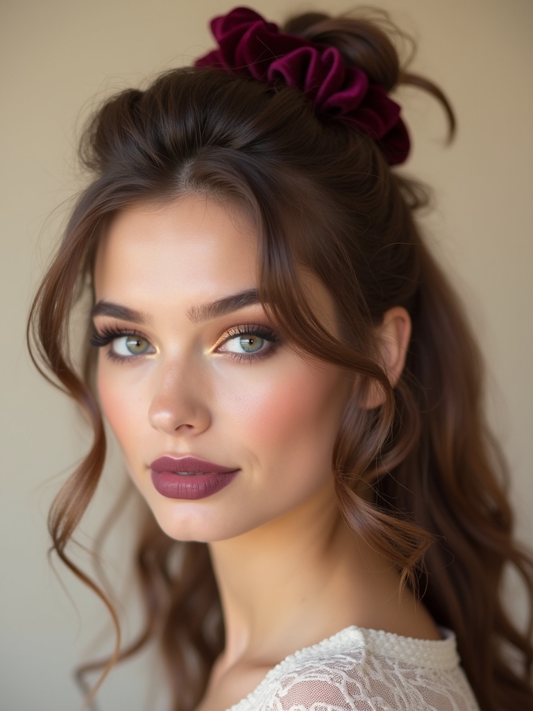velvet scrunchie half up revival