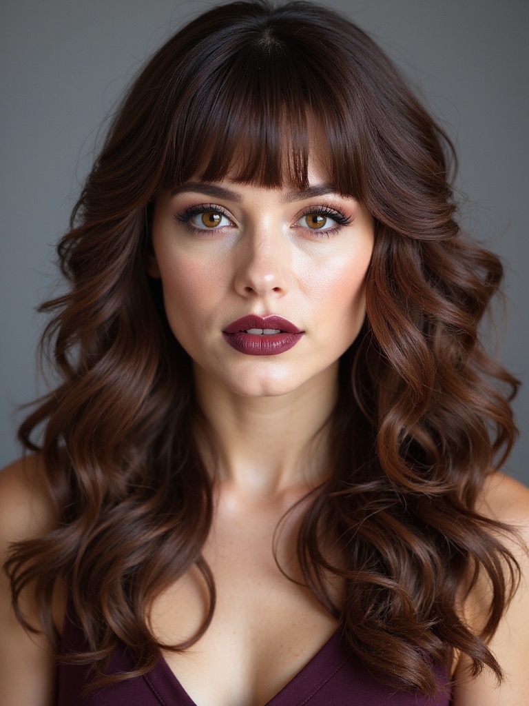 vertical bangs face framing curls