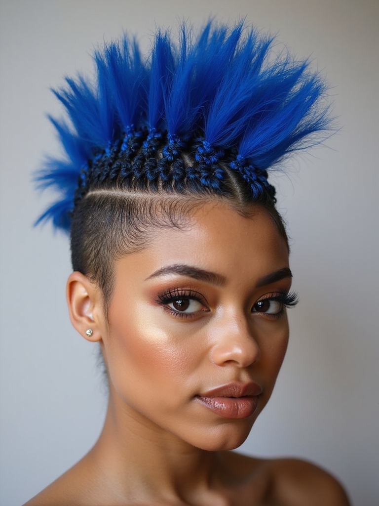 vibrant ombr braided mohawk