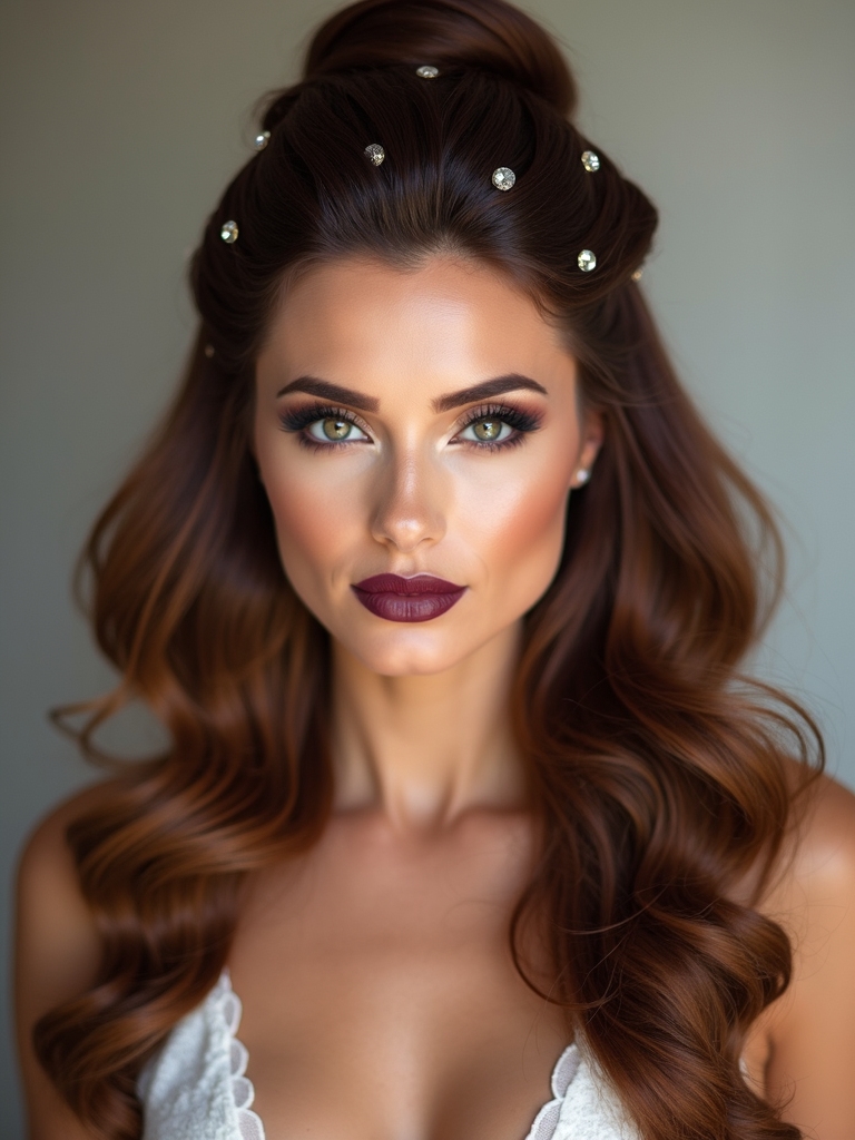 voluminous half up ringlet hairstyle