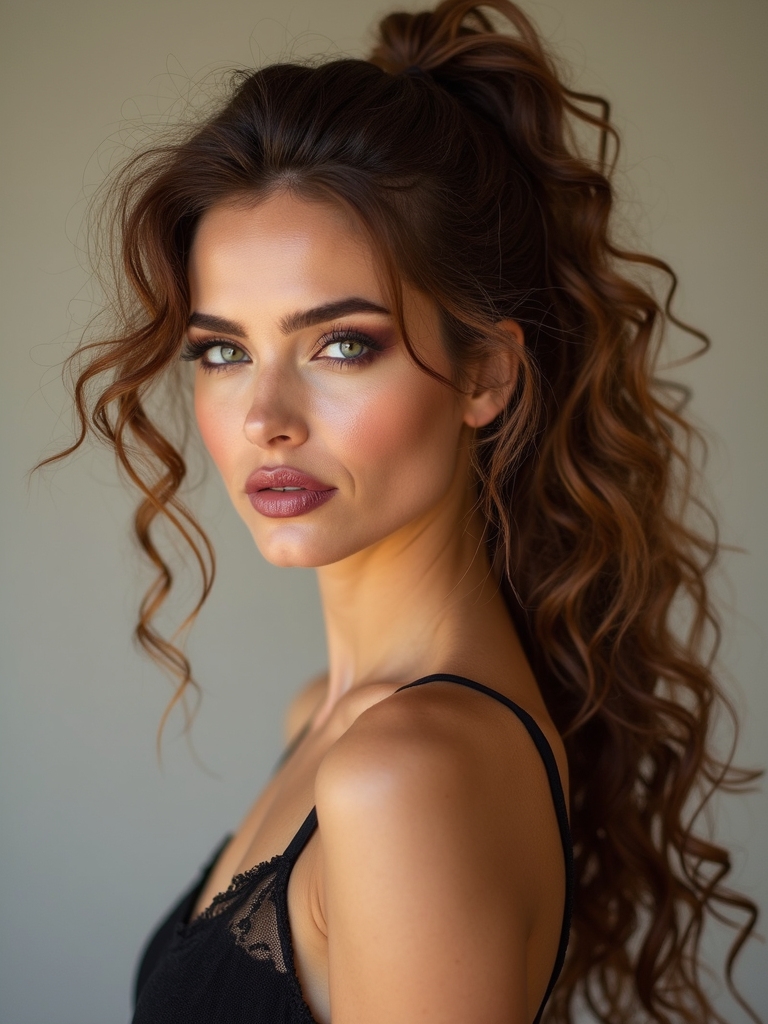 voluminous loose curly ponytail