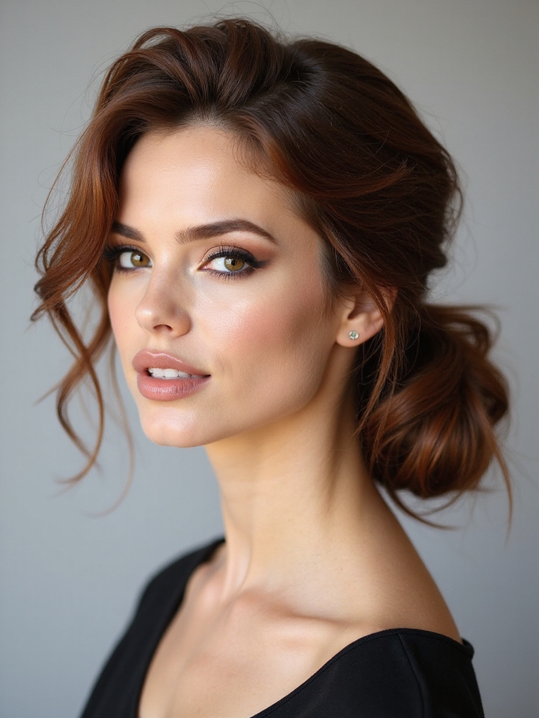 voluminous low bun elegance