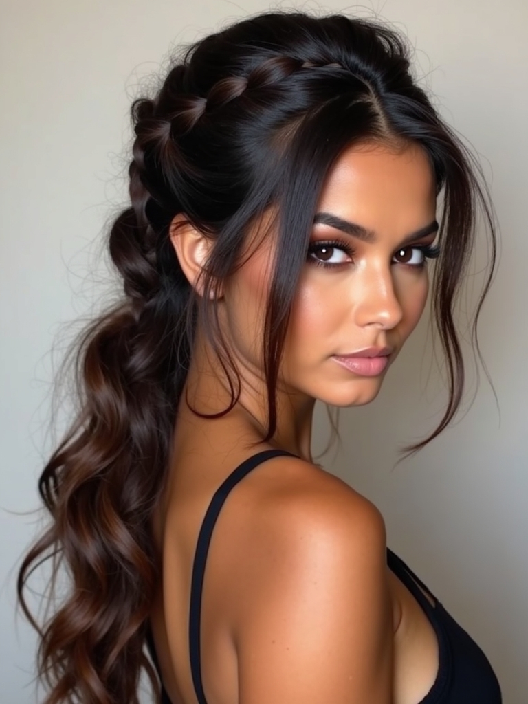 voluminous pull through half up