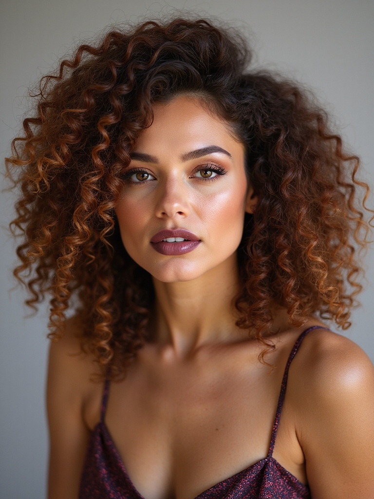 voluminous retro shoulder length curls