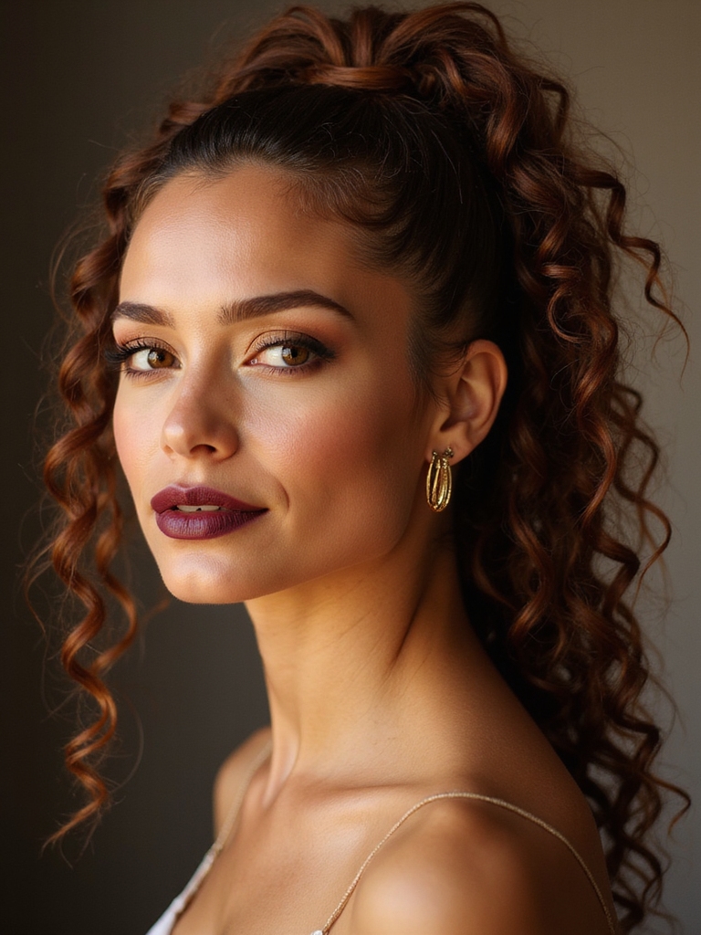 voluminous teased high ponytail