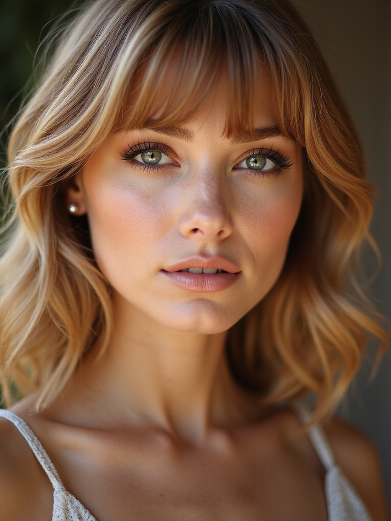 warm caramel face framing layers