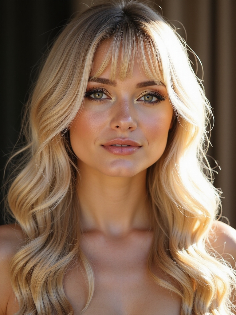 wispy bangs blended into layers