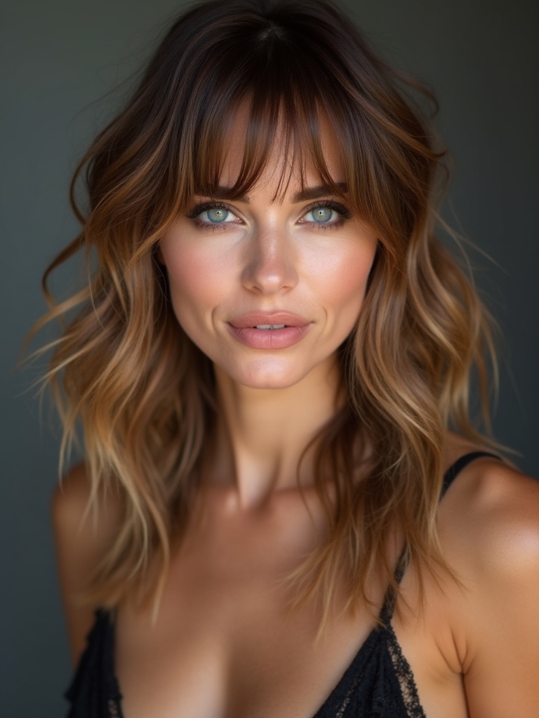 wispy bangs face framing layers